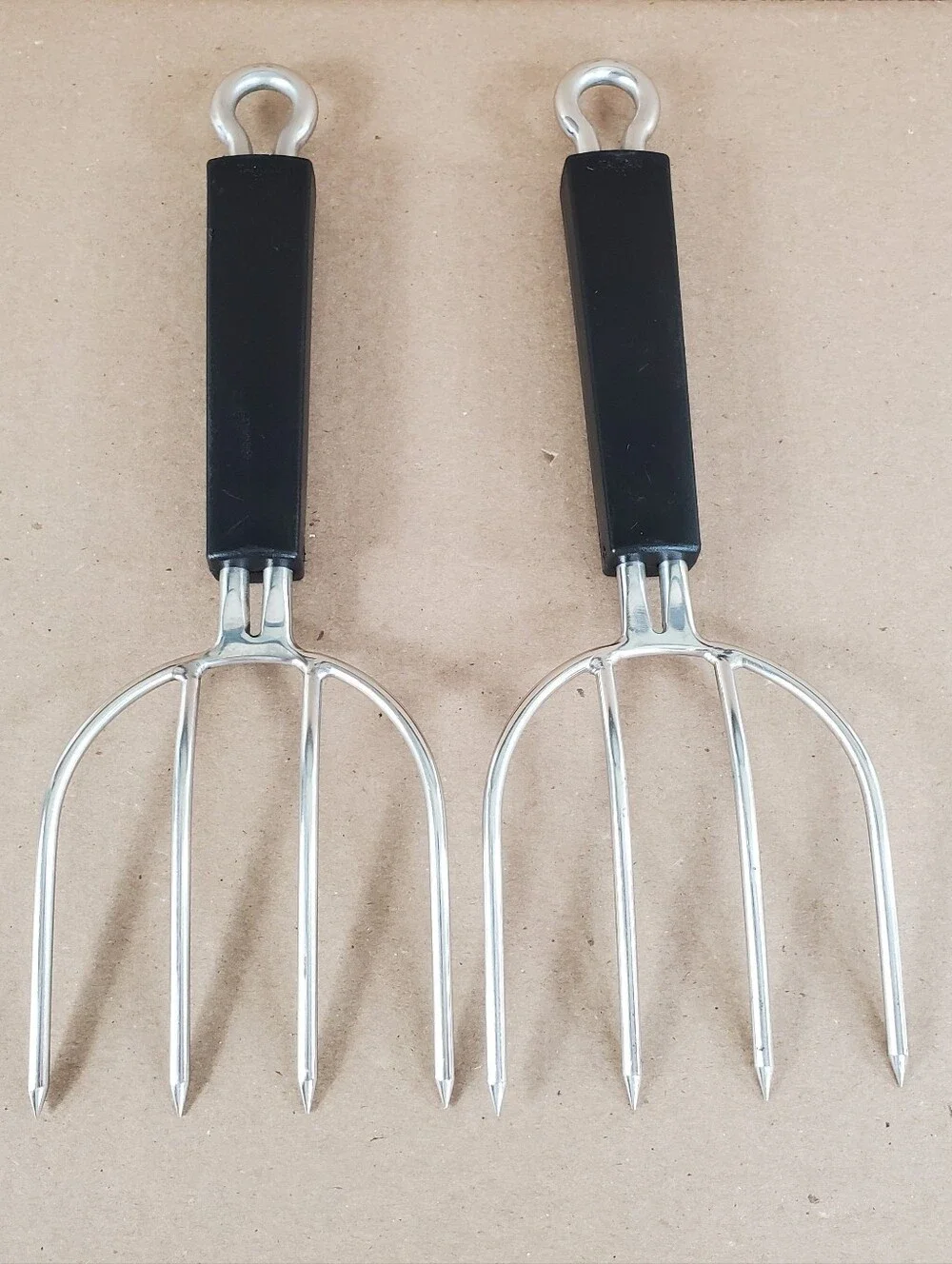Pampered Chef Meat Fork Lifter Shredder Stainless Steel With Prong Covers